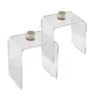 VEVOR Acrylic End Table 2 pcs C-Shaped Lucite Clear Side Tables for Living Room