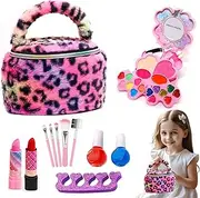 Washable Make Up for Little Girls - 22X Washable Girls Real Cosmetic Kits | Makeup Tool Set, Real Makeup Set, Dress Up Kit for 3-12 Year Old Little Girls, for Christmas & Birthday
