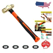 14" Heavy-Duty Brass Ball Peen Hammer - Fiberglass Handle for Maximum Control