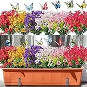 Artificial Flowers for Outdoor Decoration Faux Plants Flowers, 18 Bundles Summer Fall Flowers Autumn Spring Decoration, Fake Silk Colorful Flowers for Garden Porch Wedding Home Decor