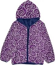 [GuoChe] Girls Sherpa Lined Seashells Abstract Purple Swirls Toddler Boys Jackets Navy Blue Baby Zip Up Jacket 3T