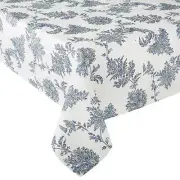 Shiloh Floral Fabric Cloth Tablecloth Jacobean Print Ivory Blue 60x84 Rectangle