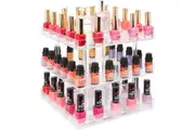 3 Tier 360 Rotating Display Rack Organizer Stand for Clear Nail Polish and Makeup Cosmetics with Acrylic Guard