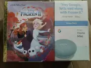 Google Home Mini (Aqua) Smart Speaker with Disney Frozen II Book Bundle