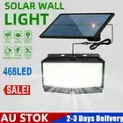 Split 468 LEDs Solar Motion Sensor Light Outdoor Garden Wall Security Flood Lamp