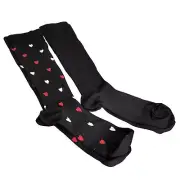 Compression Socks 2 Pair Knee High Size M 9-11 Me Moi Dr. WellFit Black Hearts