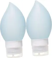 Healeved 2pcs Drop Shaped Silicone Travel Bottles Portable Cosmetic Containers for Shampoo Lotion Essential Oils Refillable Leakproof Design Blue