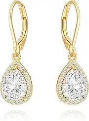 [POTESSA] Geometric Drop Dangle Earrings Boho Statement Long Hoops Brushed Gold Half Moon Hollow Circle Light Weight Earrings for Women