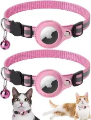 2 Pack Airtag Cat Collar with Breakaway Bell, Cat Collar Accessory with Safety