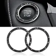 WINKA 2pcs Bling Car Engine Start Button Cover Diamond Crystal Push Start Stop Button Ring Sparkly Bling Ignition Button Cover Rhinestone Keyless Ignition Ring Universal Car Accessories (Black)