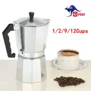 Moka Pot, Aluminum Stove Top Italian Coffee Maker, 1 cup, 2 cups, 9 cups,12 cups