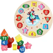 Toddmomy 1Set Wooden Clock Blocks for Educational Building for Shape Matching Concepts Creative Learning to Enhance Fine Motor Skills Color Recognition