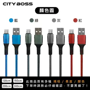 【CityBoss】勇固 45W Micro 300CM 抗彎折充電線 快充電 傳輸線(適用 三星 OPPO ASUS SONY VIVO)