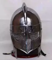 Helmet With Chainmail Knight 18GA Larp Valsgrade Steel Medieval Knight Replica