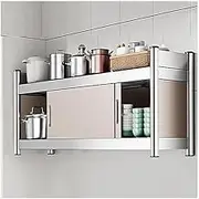 Stainless Steel Wall Mounted Storage Cabinet, Kitchen Shelf with Sliding Door, Strong Load-Bearing Capacity, Suitable for Dining Room, Bathroom, Living Room(Gold,120x30x40cm)