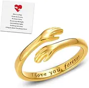 [RINHOO FRIENDSHIP] To My Daughter Fidget Ring for Anxiety Women Ring with Beads Spinner Ring Daughter Fidget Ring from Mom Adjustable Fidget Ring for Women or Girls