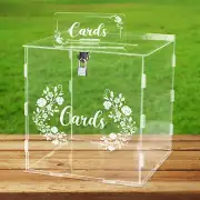 Wedding Card Box Acrylic Clear Card Boxes with Lock Gift Card Box Money Box for