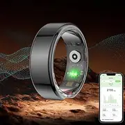 Smart Ring Fitness Tracker, 24h Heart Rate Blood Oxygen Tracker, Lightweight and Stylish, 5ATM Waterproof Bluetooth, Compatible with Android and iOS, 4-6 Days Battery Life, Fitness Watch for Men and