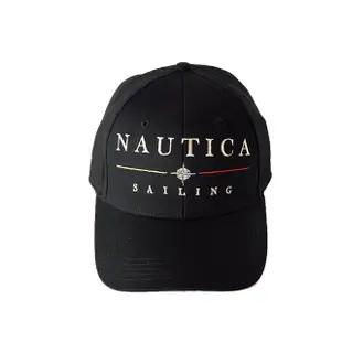 【NAUTICA】男裝 品牌刺繡休閒棒球帽(黑)