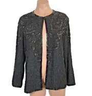 VTG 90s Adrianna Papell Evening Heavy Beaded Sequin Cocktail Jacket NWT NEW M