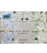 Rae Dunn Full Size Halloween Bed Sheet Set Skeleton Spooky Black Cat