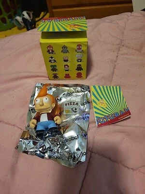 2010 Kidrobot FUTURAMA Mini Vinyl OPENED Blind Box 3" Figure FRY+PIZZA BOX 2/16