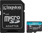 Kingston Canvas Go! Plus microSD Memory Card Class 10, UHS-I 1TB microSDXC 170R A2 U3 V30 Card + ADP