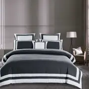 Border Grey Quilt Cover Set Hotel-Style / Optionals( Queen / King / Super King / Double options )