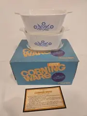 Vintage 4 Piece Corning Blue Cornflower Set New In Orginal Box - Good Condition