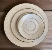 Lenox Opal Innocence 4-Piece Dinner Plate (No Teacup) Setting Silver Edge NEW