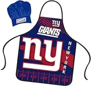 New York Giants Apron Chef Hat Set Full Color Universal Size Tie Back Grilling Tailgate BBQ Cooking Host, Team Color, One size