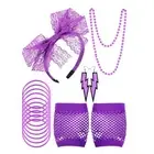 Retro Dress Headband Costume Accessories Set 80s Fancy Fishnet Gloves Necklace