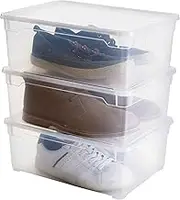 Rotho, Clear, Set of 3 Storage Boxes 10l with lid, Plastic (PP) BPA-Free, Transparent, 3 x 10l (36,0 x 26,0 x 22,0 cm)