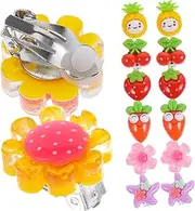 [Generic] Kids Clip Earrings for Girls 7 Pairs Flat Back Pain-free No Piercing Fashionable and Fun for Children's Parties