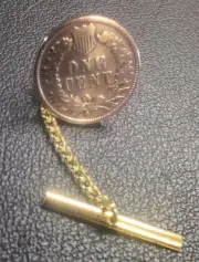 Antique Indian Head Penny Reverse tie tack/lapel pin -1859-1909