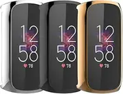 Case Intended for Fitbit Luxe Screen Protector, All-Around Protective Cover Soft TPU Plated Bumper Frame (Black&Silver&Rosegold)