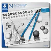 Staedtler 100 Mars Lumograph Sketching Pencil Assorted Shades Tin 24