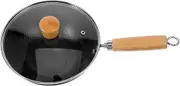 iplusmile 1 Set Small Non Stick Wok Pan with Lid Cooking Pot for Gas and Induction Stoves Construction for Stir Fry and Healthy Cooking
