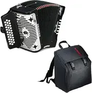 Hohner Accordions 3100FB Panther 3-Row Diatonic Accordion - Keys of F/Bb/Eb - Black Bundle with Hohner AGB Gig Bag (2 Items)