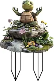 Wear-Resistant 2d Acrylic Turtle Lawn Insert - Decorative Garden Stakes | Yard Art Ornament Stake | Outdoor Lawn Porch Pathway Patio Plant Pot Insert | Yard Art for Outdoor Lawn Patio Pathway Decorati
