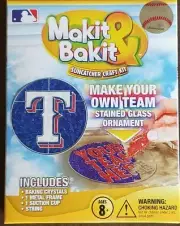 Texas Rangers Makit & Bakit Suncatcher Craft Kit Stained Glass Ornament New