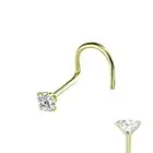 Nose Screw 3mm Diamond 14Kt White and Yellow Gold Nose Screw 20G 18G