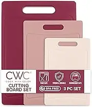 COOK WITH COLOR Cutting Board Set- 3 Pc. Kitchen Cutting Board Set - Large, Medium and Small Cutting Boards with Non Slip Bottom for Meat, Veggies, Fruits, Easy Grip Handle (Rose)