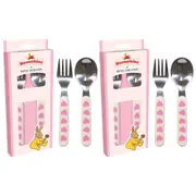 2x 2pc Bunnykins Kids Spoon/Fork Cutlery Utensil 18m+ Playing Sweethearts Pink
