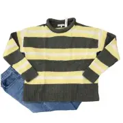 NWT Madewell Green/Yellow/White Striped Fulton Pullover Sweater - SIZE MEDIUM