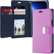 Goospery For Apple iPhone 13 Pro Max Rich Diary Wallet Flip Case Leather Card Slots Magnetic Cover (Purple)