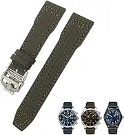 [UMCNVV] 20mm 21mm Nylon Leather Watch Band，For IWC Portofino Big Pilot IW3293 Mark 18 Series Watch，For TAG Heuer Leather Nylon Watch Strap，For Tissot Watch Upgrade Replace Strap