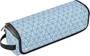 [sanluoli] Hair Tool Travel Bag with Heat Resistant Mat Waterproof Flat Curling Irong Travel Organizer Color Art Blue Triangle Strips