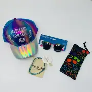 Mermaid Hat Gift Set Girls Ball Cap UV Sunglasses Case Pura Vida Anklet Bracelet