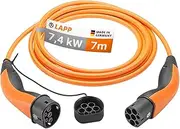 Lapp Type 2 (7.4kW-1P-32A) Electric Car Charging Cable, Orange, 7 Meter